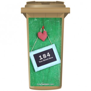 Your House Number Or Name & Street Name On A Chalkboard From A Green Fence Wheelie Bin Sticker Panel